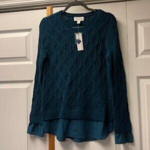 NWT - Elle Women's Crew Neck Sweater w/Faux Layer - Sz Small